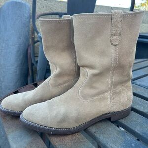 Texas Steer Roper boots Tan Suede Pecos